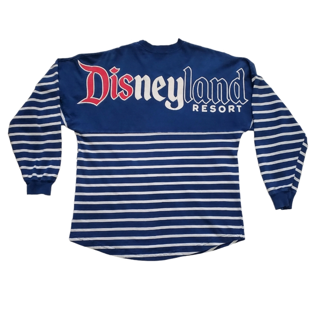 Disneyland Spirit Jersey Crew Neck Longsleeve Blue and White Stripe Unisex Sz S